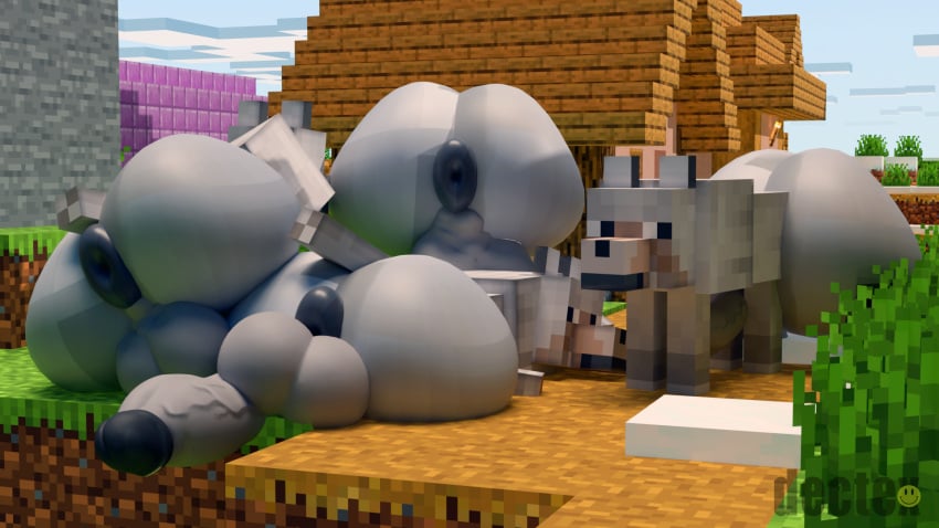 4boys bubble_butt canine donut_anus feral huge_ass huge_balls huge_cock looking_back minecraft outside pale_wolf_(minecraft) puffy_anus sillyguy sitting wolf_(minecraft) zoophilia