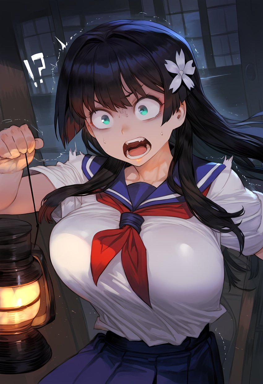 ai_generated bangs big_breasts black_hair close-up dark_hair female female_focus female_only imminent_rape indoors interracial large_breasts latern night page_1 pale-skinned_female pale_skin part_of_a_set pov saten_ruiko scared scared_expression school_uniform schoolgirl shocked shocked_expression skirt solo solo_female solo_focus suprised swinging_breasts to_aru_kagaku_no_railgun to_aru_majutsu_no_index