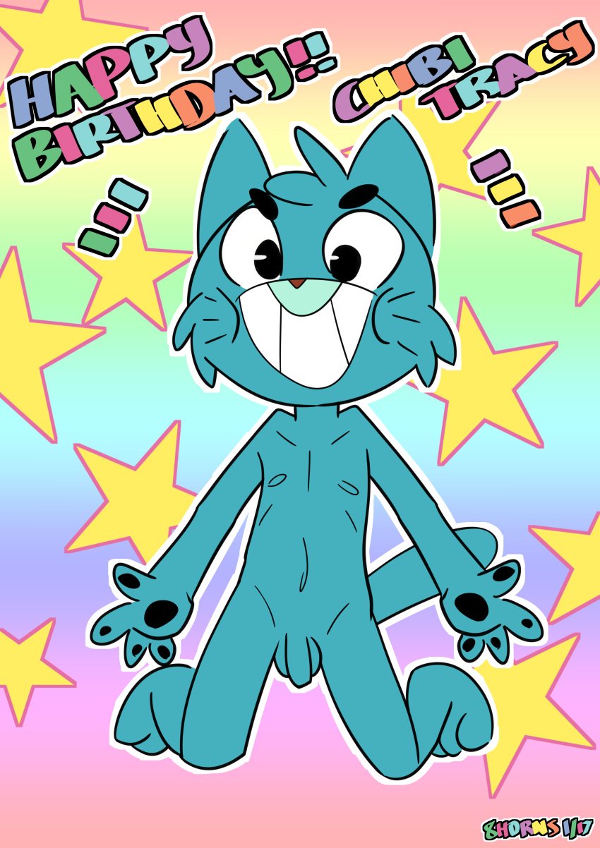 1boy 8horns anthro balls cartoon_network cub feline gumball_watterson male male_only mammal penis solo the_amazing_world_of_gumball