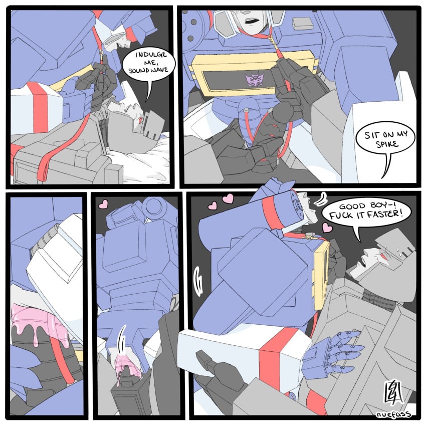 2boys alien alien_humanoid arousal bouncing_on_penis collar comic commission cuntboy cuntboy_sans_balls cute decepticon decepticon_insignia dialogue fuck_me_eyes herm hermaphrodite instructions intersex juicy_pussy laying_down laying_on_back laying_on_bed leash male maleherm megatron moaning multi_genitalia nuefass penetration penis power_bottom pussy red_eyes riding_cock riding_penis robot robot_alien robot_humanoid simple_background simple_coloring simple_shading soundwave submissive_male sweet transformers transformers_g1 vaginal_penetration valve_penetration visor_(eyewear) wet_pussy wires