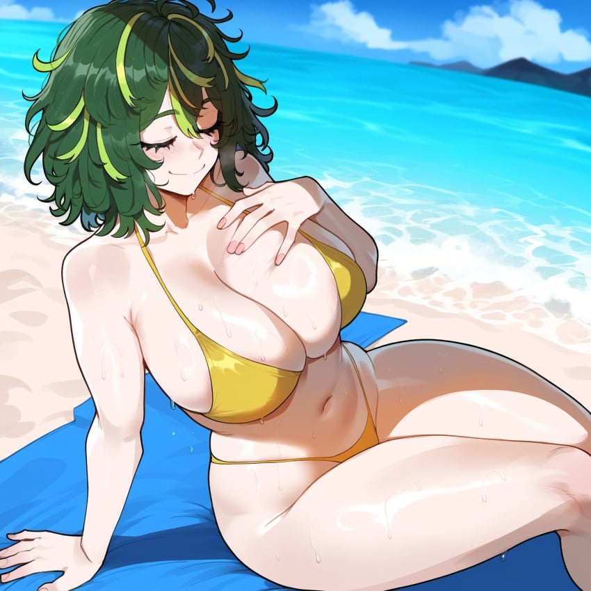 1girls ai_generated boku_no_hero_academia creamy_ai green_eyes green_hair hagakure_tooru hagakure_tooru_(visible) light-skinned_female light_skin my_hero_academia tagme thiccwithaq_(ai_style)