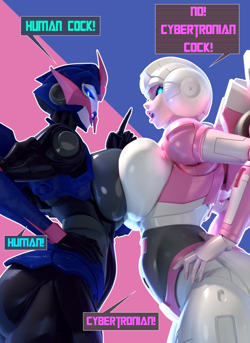 3d 3d_(artwork) arcee arcee_(g1) arcee_(prime) big_breasts blender boob_squish breasts female mr.russo robot robot_girl shiny transformers transformers_g1 transformers_prime