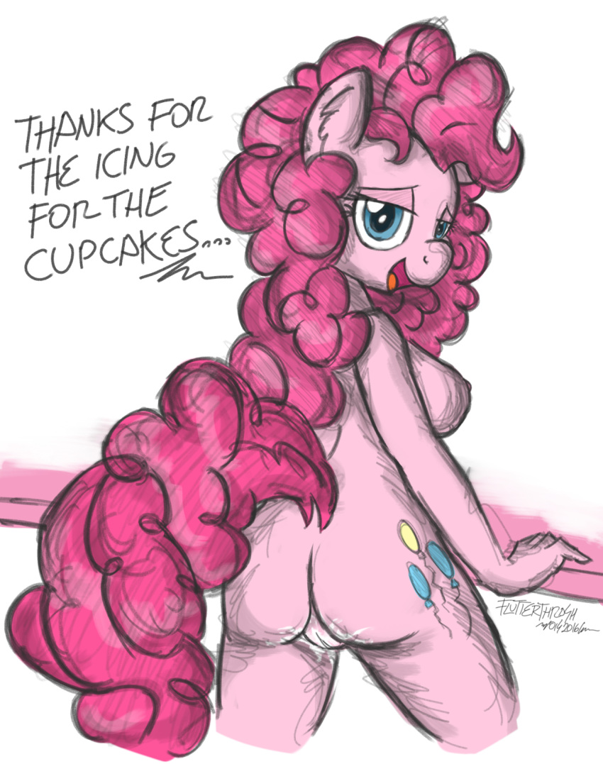 anthro ass blue_eyes breasts cum cum_in_pussy cum_inside earth_pony equine female flutterthrash friendship_is_magic hasbro horse looking_at_viewer mammal my_little_pony nipples nude pink_hair pinkie_pie_(mlp) pony pussy sideboob solo straight_hair