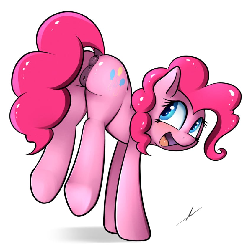 anus blue_eyes dock female feral friendship_is_magic fur hair my_little_pony neighday open_mouth pink_fur pink_hair pinkie_pie_(mlp) presenting pussy solo tongue