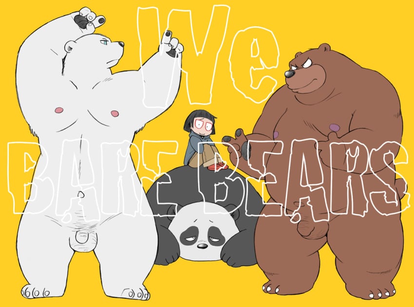 balls bear cartoon_network chloe_park grizzly_(character) grizzly_bear human ice_bear male male_focus mammal panda panda_(character) penis polar_bear wantaro we_bare_bears