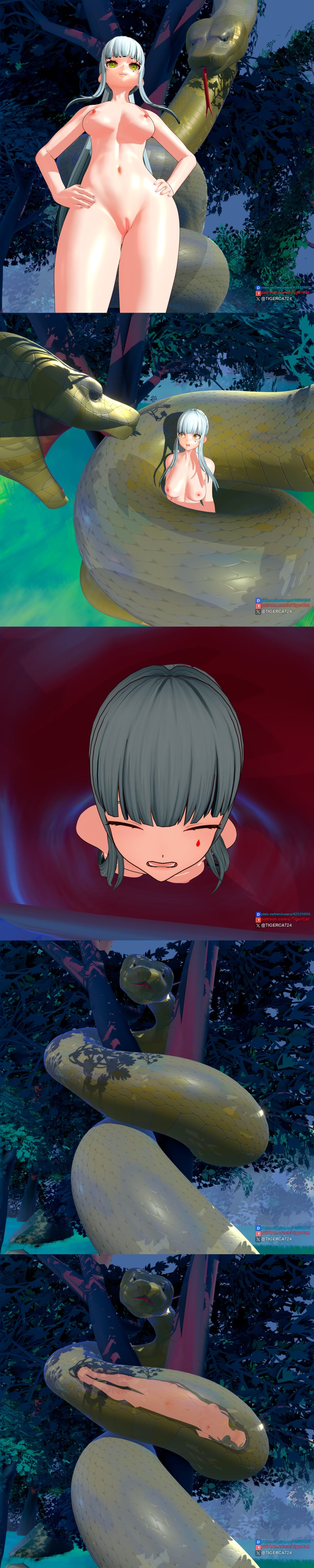 1girls 3d 3d_(artwork) anaconda background blender coiled coiling female girl girls'_frontline girls'_frontline_2:_exilium green_eyes hand_on_hip hk416_(girls'_frontline) klukai_(girls'_frontline_2) light-skinned_female light_skin nude prevore python scary_face snake squeezing swallowed swallowed_alive swallowing tagme tigercat turquoise_hair vore yellow_snake