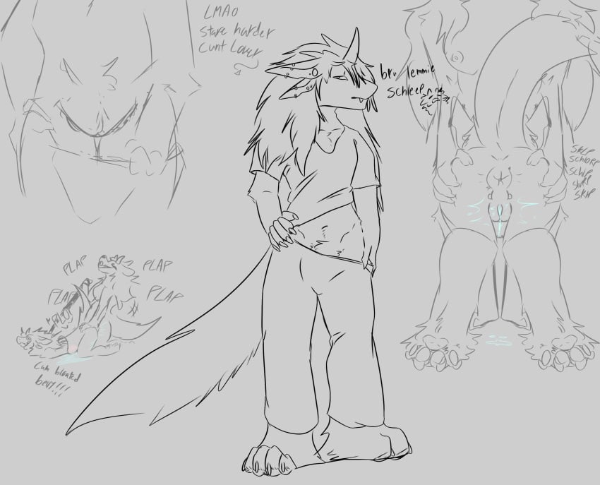 all_fours andromorph anthro ass axxel_(axxelroze) axxelroze bodily_fluids bottomwear bottomwear_down clothed clothing cum cum_in_vagina cum_inside duo exclamation_point fucked_silly genital_fluids genitals gynomorph hi_res impregnation inflation intersex intersex/intersex looking_at_viewer looking_pleasured mal0 mallikathesatanist motion_lines onomatopoeia oral oral_penetration pants pants_down partially_clothed penetration questionable_consent raised_tail scp-1471-a scp_foundation skulldog_(species) smug_eyes sound_effects spread_butt spread_vulva spreading tail teasing teasing_viewer text tired undressing_self vaginal_fluids vaginal_penetration vulva zeuclid