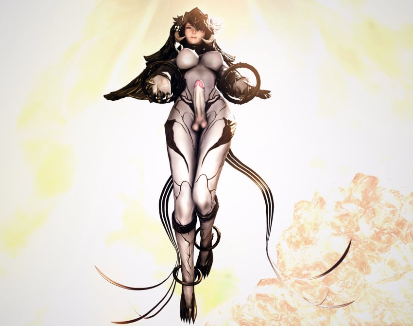 3d angel au_ra auri_lover big_penis final_fantasy_xiv floating forgiven_obscenity futanari open_arms sin_eater