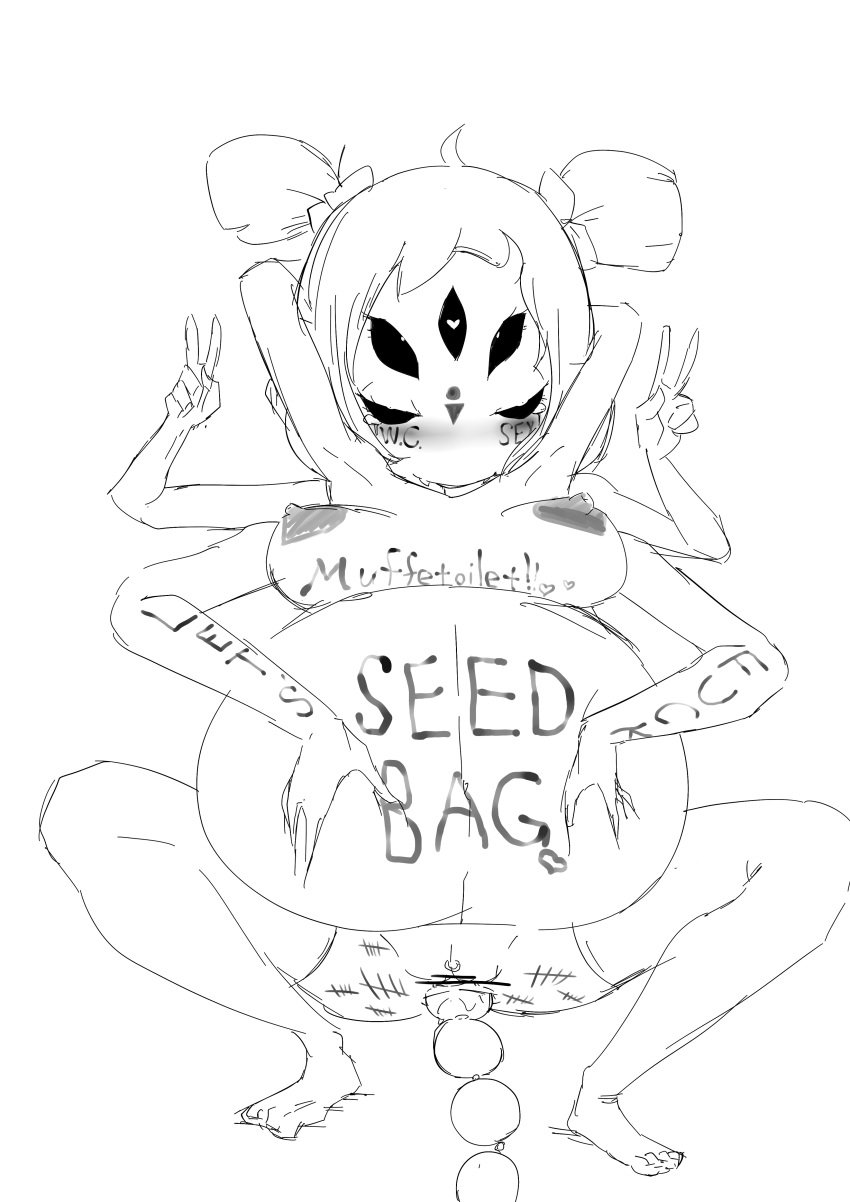 6_arms anal_beads arthropod blush body_writing drooling english_text fangs hair_ribbon hairbow heart heart-shaped_pupils humanoid muffet multi_arm multi_eye multi_limb nude pregnant ribbons saliva sex_toy smile solo spider_humanoid symbol-shaped_pupils text undertale uranosaxia v