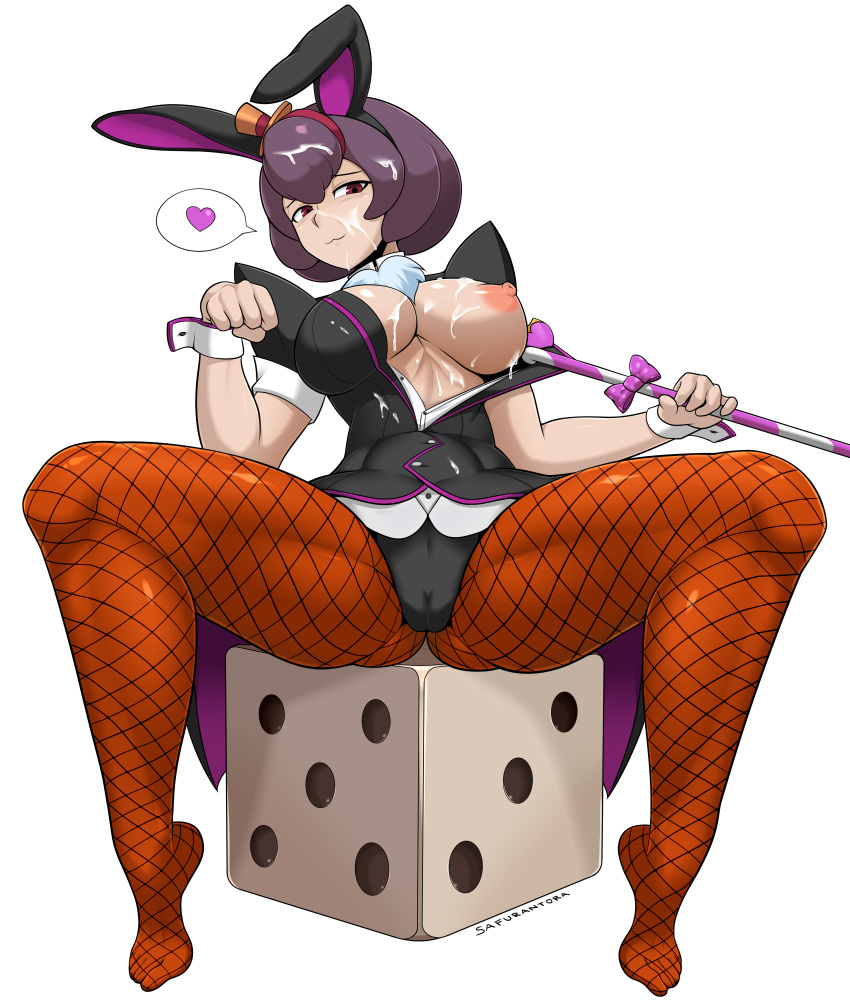 absurdres animal_ears big_breasts bonny_de_famme breasts bunny_ears bunnysuit cameltoe cleavage female female_only gyakuten_saiban highres large_breasts looking_at_viewer pantyhose purple_hair pussy safurantora solo spread_legs transparent_background