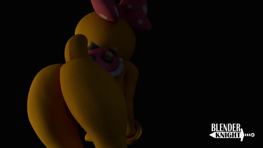 1girls 2017 3d absurdres anthro ass bent_over black_background blenderknight female female_only highres koopa koopaling looking_back mario_(series) nintendo pussy scalie simple_background solo wendy_o._koopa young