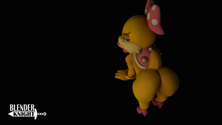 1girls 2017 3d absurdres anthro ass bent_over black_background blenderknight female female_only highres koopa koopaling looking_back mario_(series) nintendo pussy scalie simple_background solo wendy_o._koopa young