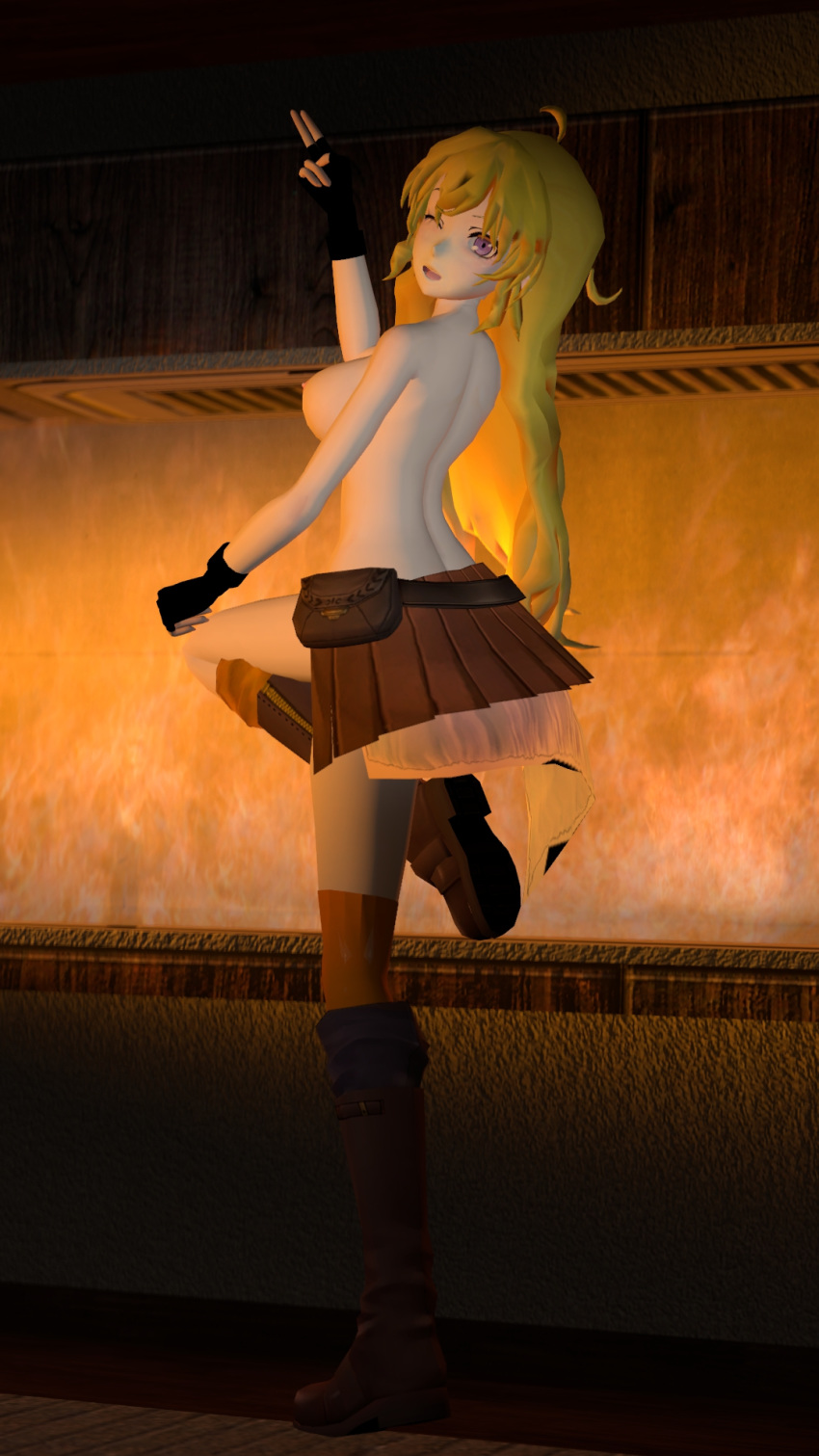 breast mepel rwby source_filmmaker topless yang_xiao_long