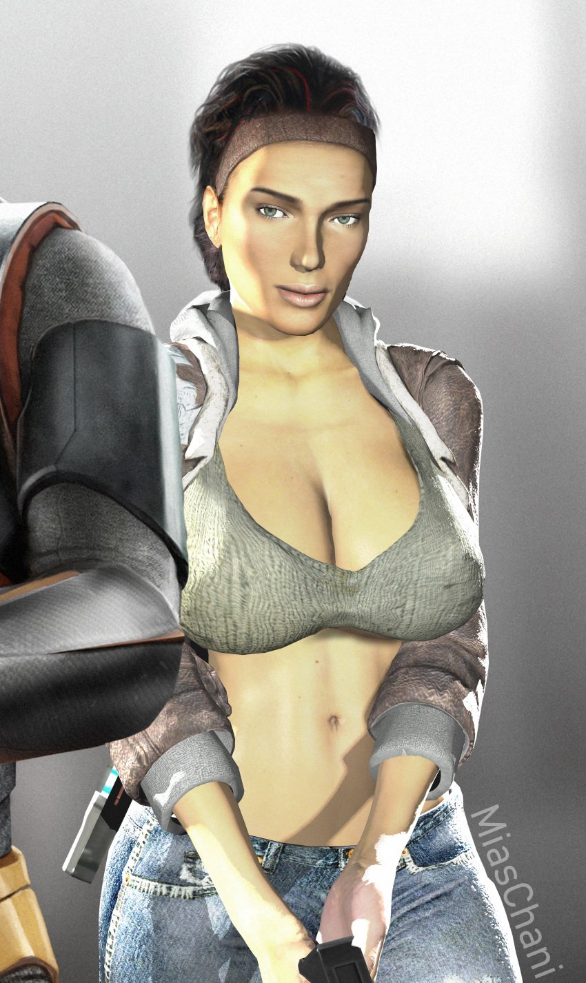 1girls 3d abs alyx_vance big_ass big_breasts black_hair bolt_on_tits breast_implants breasts clothed_female clothing curvy curvy_body curvy_female curvy_figure edit edited edited_official_artwork enhanced_breasts fake_breasts female female_focus female_only gordon_freeman half-life half-life:_alyx half-life_(series) half-life_2 holding_weapon human human_female jacket looking_at_viewer looking_pleasured miaschani short_hair silicone silicone_implants solo solo_female source_filmmaker tagme tomboy valve video_game video_game_character video_game_franchise video_games wide_hips