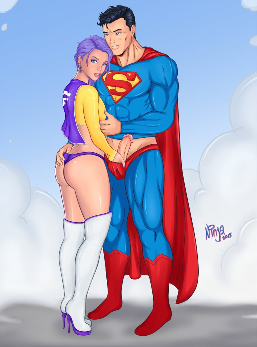 2boys ashton dc dc_comics femboy girly holding_penis lipstick makeup male_only nail_polish ninjaoi superhero superman trap yaoi