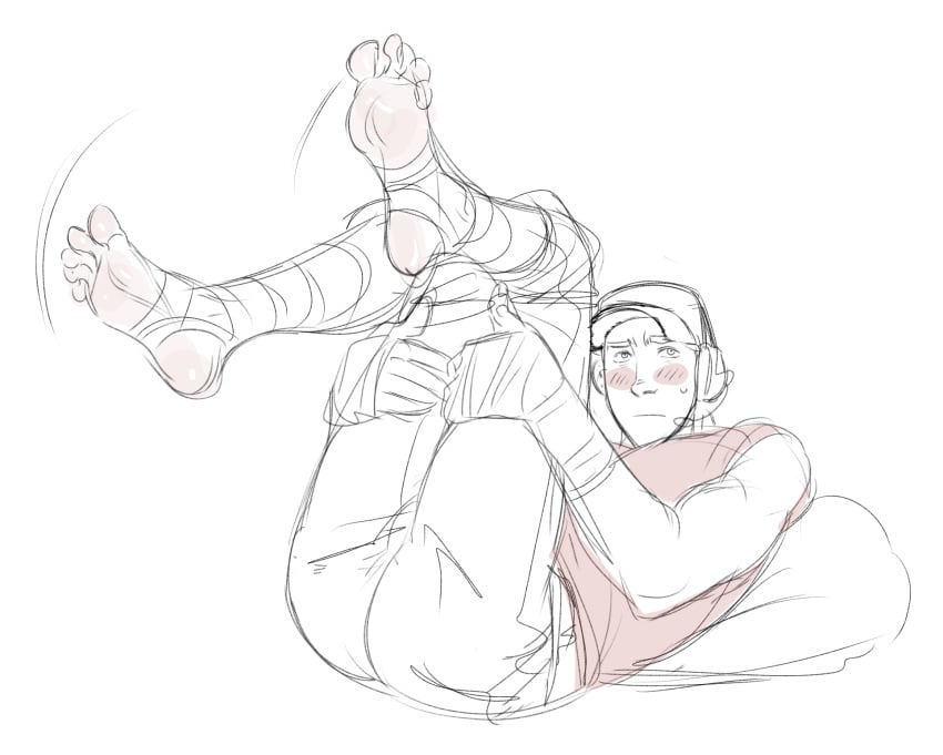 blush bulge bulge_through_clothing clothed feet feet_up foot_focus for_everyone_who_realized_they_had_a_foot_fetish_through_plna’s_scout_art holding_legs holding_thigh looking_up looking_up_at_partner male male_only plna scout_(team_fortress_2) shy softcore stirrup_legwear team_fortress_2 tf2 visible_bulge