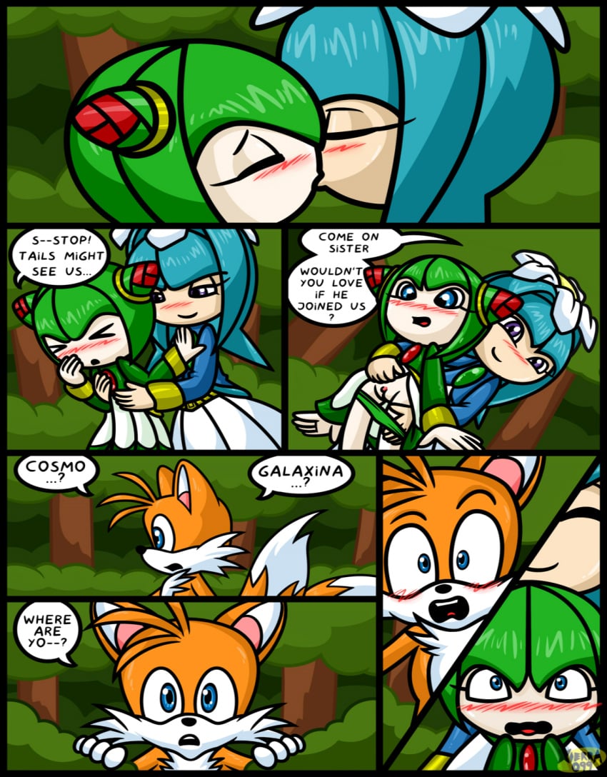 2girls comic cosmo_the_seedrian english_text galaxina_the_seedrian incest multiple_girls older_sister sega signature sisters sonic_(series) sonic_the_hedgehog_(series) sonic_x tagme tails text xierra099 younger_sister yuri