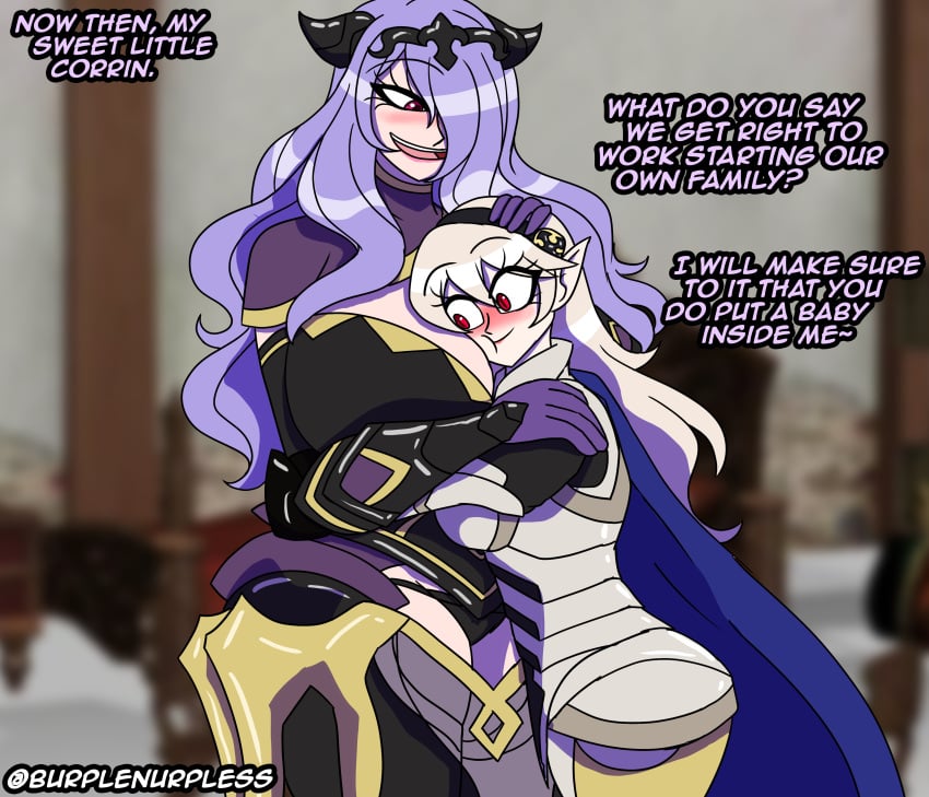 1futa 1girls awe bare_thighs bedroom black_panties boots breast_awe breast_smother breasts burplenurpless camilla_(fire_emblem) cape cleavage corrin_(fire_emblem) corrin_(fire_emblem)_(female) curvy english_text female fire_emblem fire_emblem_fates futanari gloves hair_between_eyes hair_over_one_eye horns hug huge_breasts imminent_sex impregnation_request indoors long_hair medium_breasts nintendo open_mouth panties pink_eyes pointy_ears purple_hair red_eyes see-through slit_pupils smile standing text thick_thighs thigh_boots thighs underwear veil very_long_hair voluptuous wavy_hair wife wife_and_wife