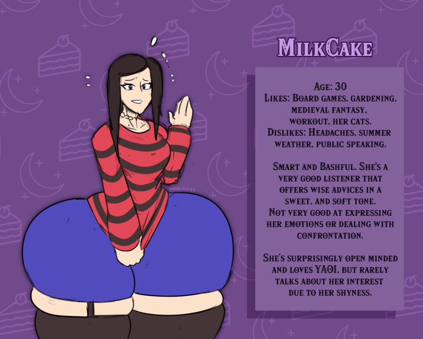 1girls big_ass black_hair character_sheet hyper hyper_ass milkcake_(tasteofchoklit) tasteofchoklit