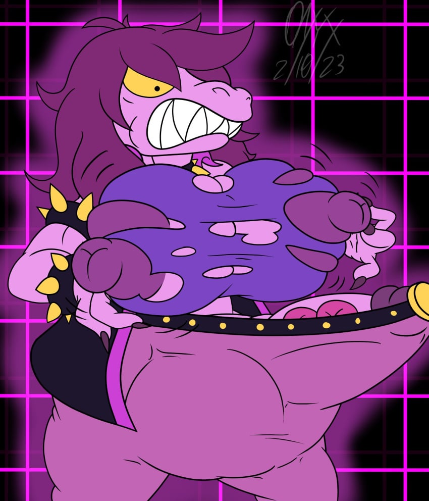 1futa 2d anthro balls_expansion belt big_ass big_balls big_breasts big_nipples breast_expansion bulge bulge_through_clothing deltarune erection futa_only futanari huge_balls huge_breasts huge_bulge huge_cock humanoid_penis hyper_bulge no_bra no_underwear onyx_twilight pants penis penis_expansion solo standing susie_(deltarune) tenting undertale undertale_(series) veiny_penis