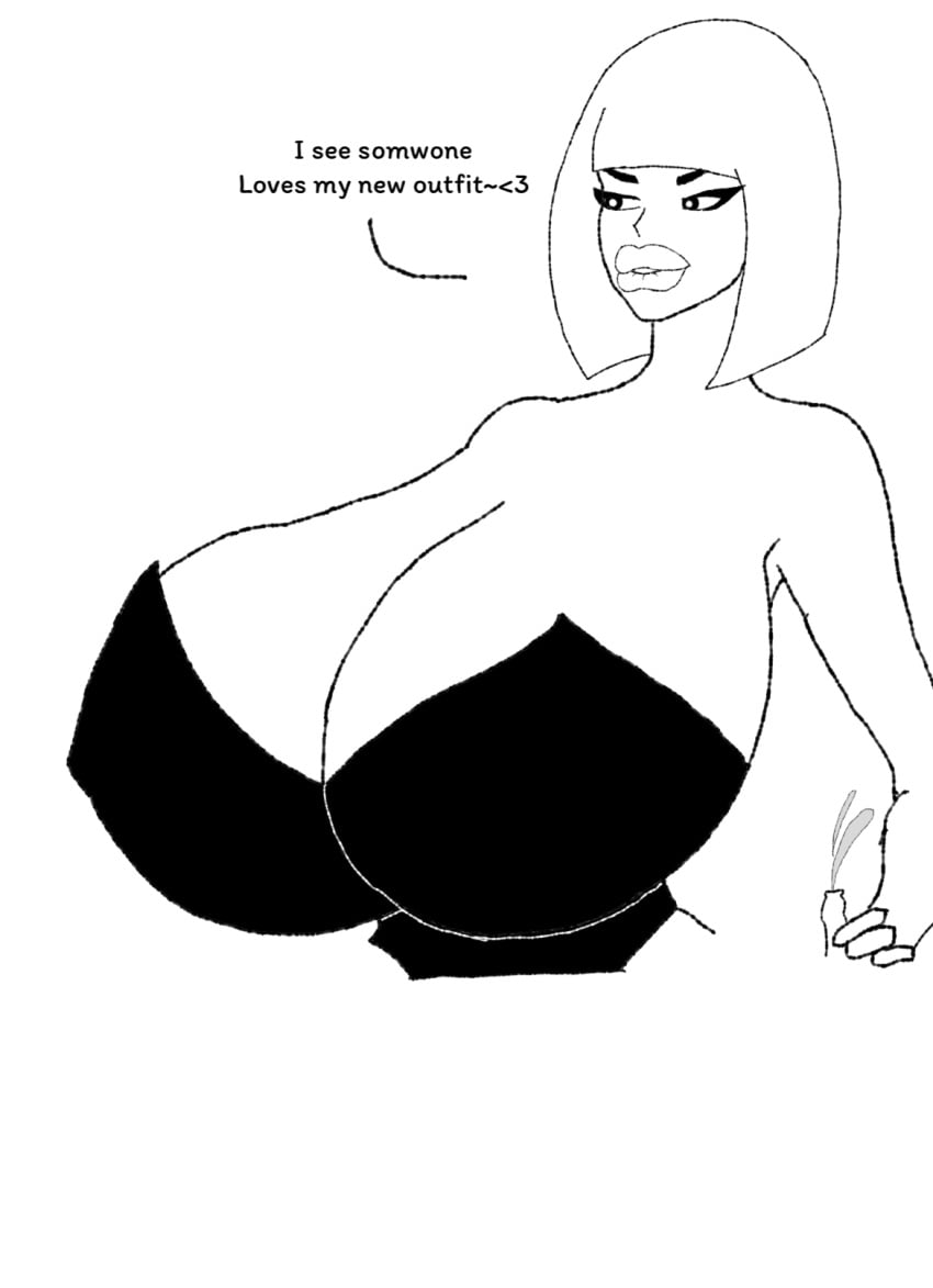 anonsmall big_breasts big_lips biting_lip black_topwear bob_cut corset goth goth_girl gothic handjob handjob_over_clothes huge_breasts lip_bite raven_nocturne small_penis small_penis_adoration small_penis_big_foreskin text