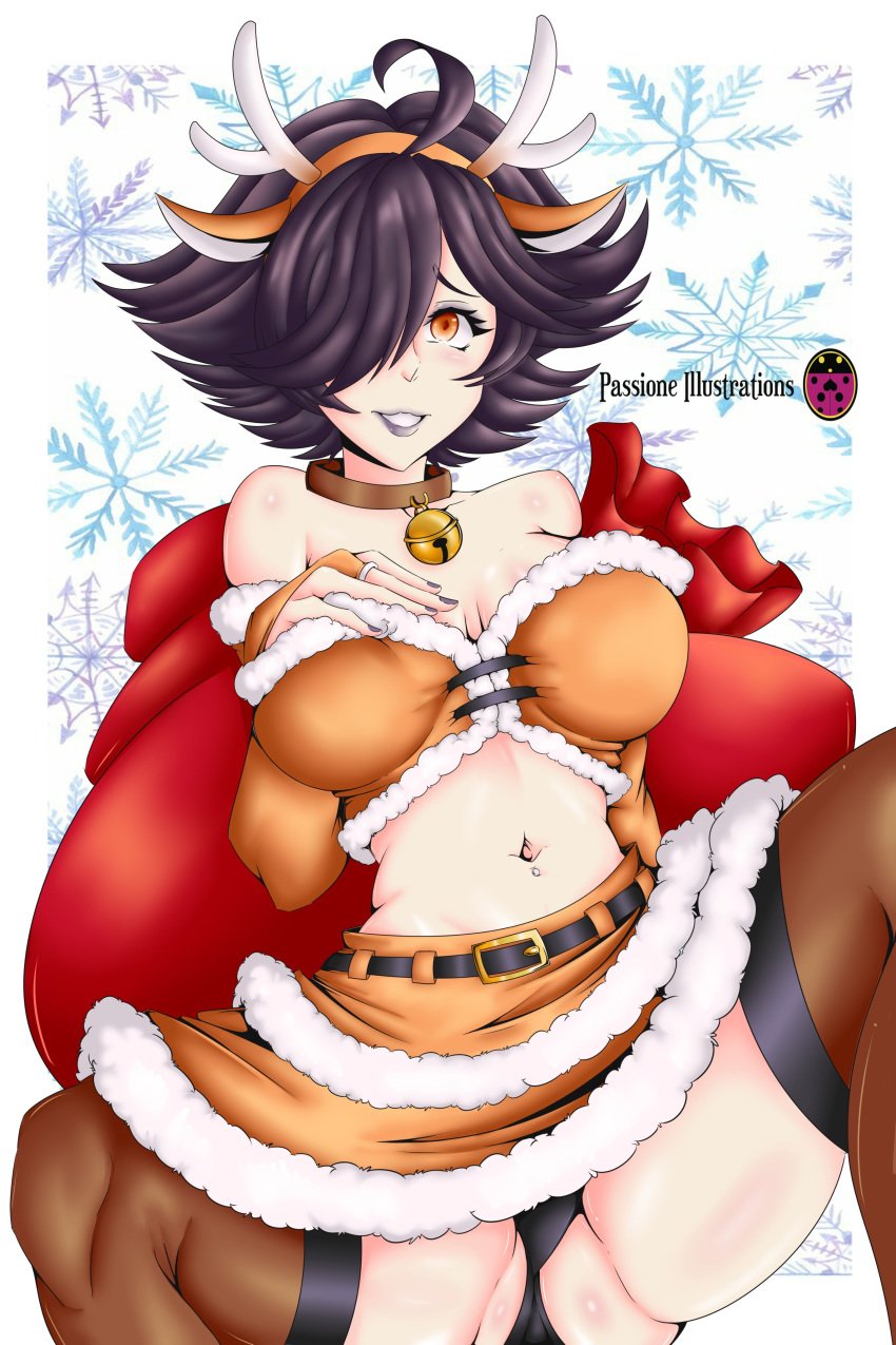 1girls christmas christmas_outfit goth_girl karmavt owozu pasioneillustrations virtual_youtuber vtuber