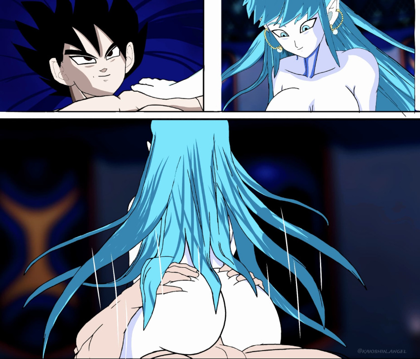 aeos agios aios aiosu blue_body blue_eyes blue_hair dragon_ball dragon_ball_heroes goddess henry human_male ladyaeos oc perfect_body pointy_ears super_dragon_ball_heroes supreme_kai_of_time time_power_unleashed_form time_power_unleashed_form_(dragon_ball) vaginal_penetration