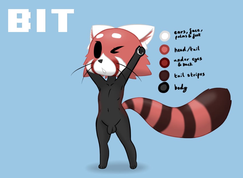 anthro balls bit-small bit_(character) flaccid male mammal penis red_panda solo