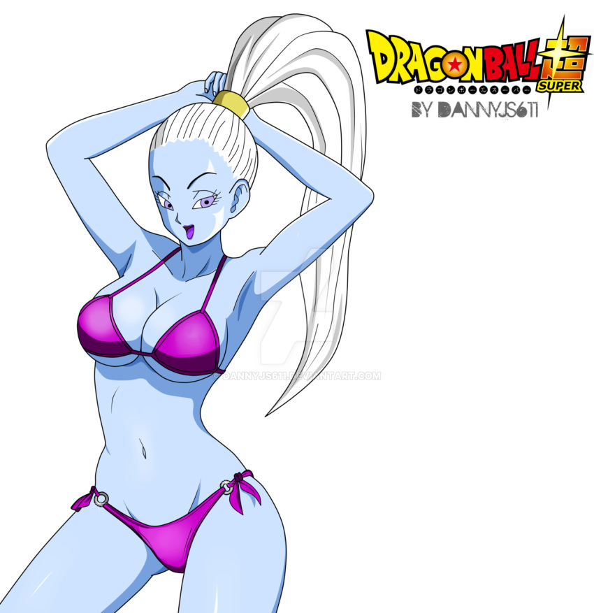 angel angel_(dragon_ball) bikini blue_skin dannyjs611 dragon_ball dragon_ball_super female long_hair solo vados white_hair