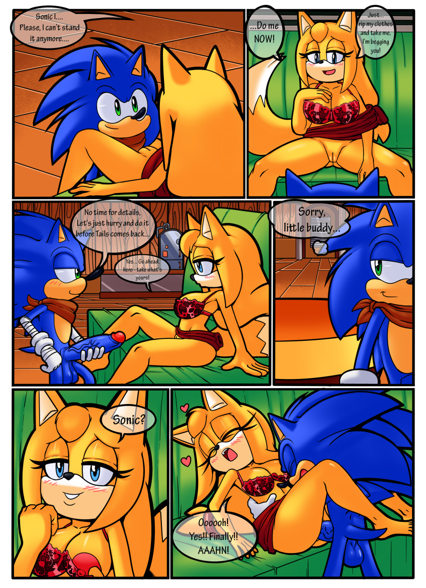 big_breasts big_penis breasts canine cheating cheating_girlfriend clothing comic female fox hedgehog lingerie male mammal penis raianonzika sonic_(series) sonic_boom sonic_the_hedgehog superbunnygt zooey&#039;s_choice zooey_the_fox