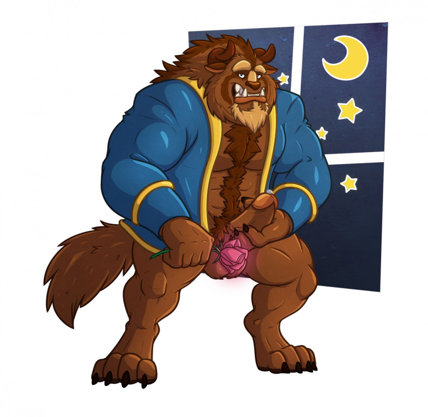 1boy almasy anthro balls beast_(disney) beauty_and_the_beast disney humanoid_penis male male_only mammal masturbation penile_masturbation penis solo