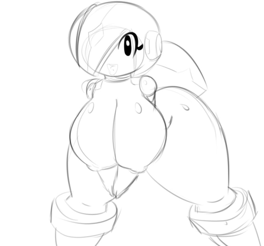 ass bent_over black_and_white breasts clothing female flora_fauna humanoid looking_at_viewer machine monochrome mysticaldark mysticalheroofdarkness nipples open_mouth plant purpuradark robot soev10 solo suit thick_thighs