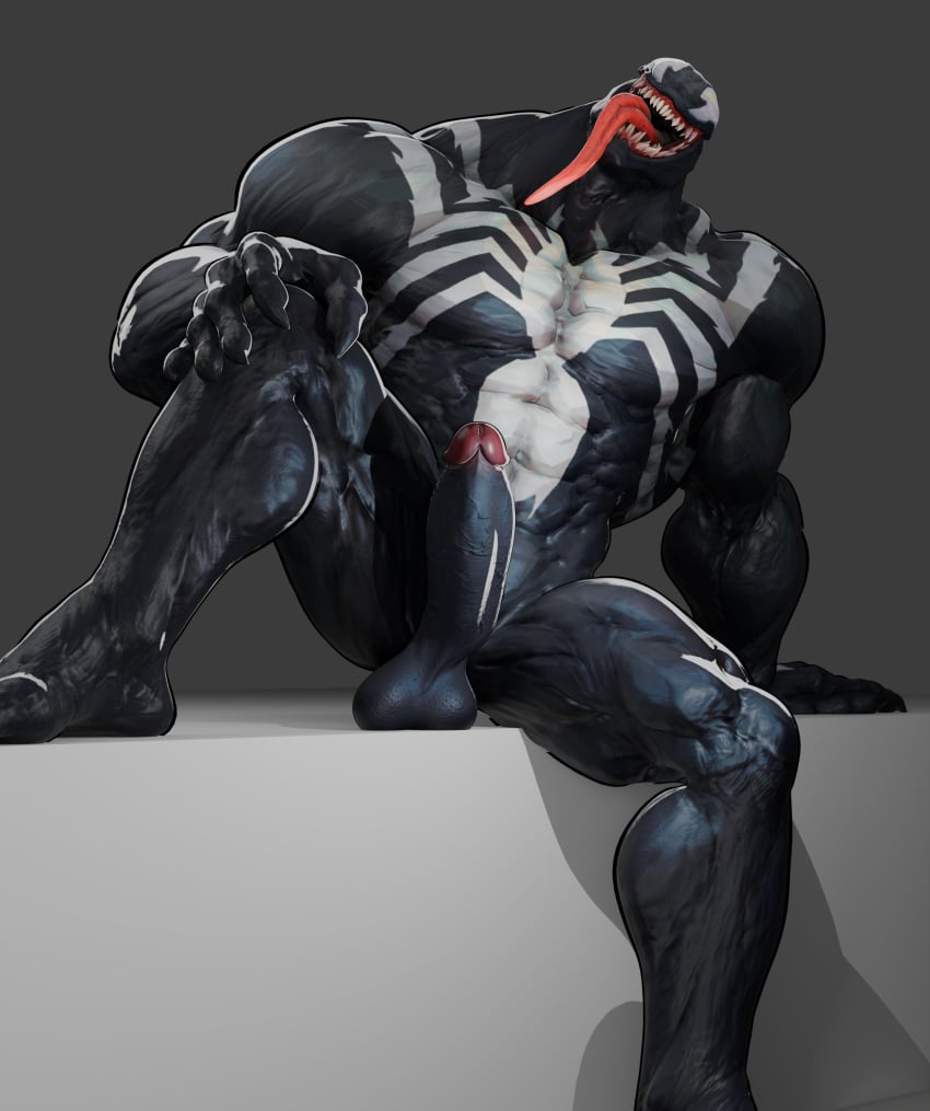 1boy 3d bara big_penis blender_cube gay legs_apart looking_down male male_only marvel marvel_rivals solo solo_male tongue tongue_out venom venom_(marvel) venom_(marvel_rivals) yaoi