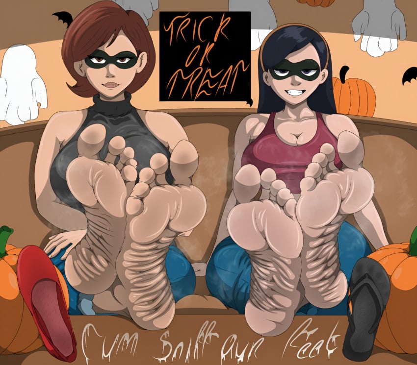 2d 2girl boyt crossed_legs foot_fetish foot_focus helen_parr looking_at_viewer milf mother_and_daughter soles soles_female soles_fetish toes violet_parr wrinkled_feet wrinkled_soles wrinkles