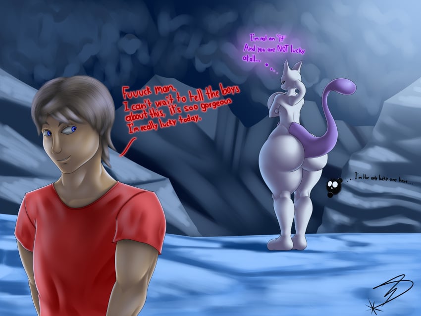 1boy 1girls anthro ass big_ass big_breasts human mewtwo pokemon_trainer remnartx starstrikex xein_(starstrikex)