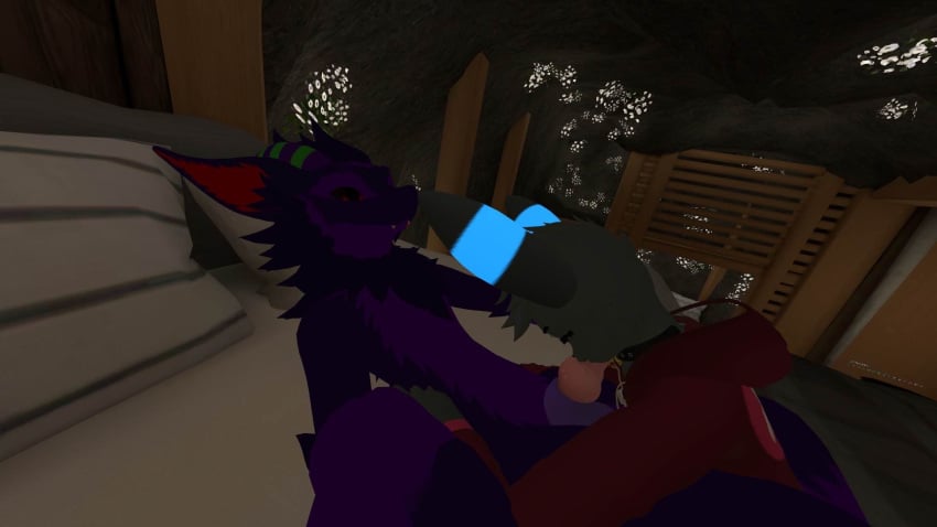 2boys anthro blowjob canine_penis cock collar dick femboy furry gay gay_sex grey_fur knot male nardoragon nsfw pink_penis pokemon pokemon_(species) pokephilia purple_fur red_hoodie selfie_pose umbreon vrchat vrchat_avatar