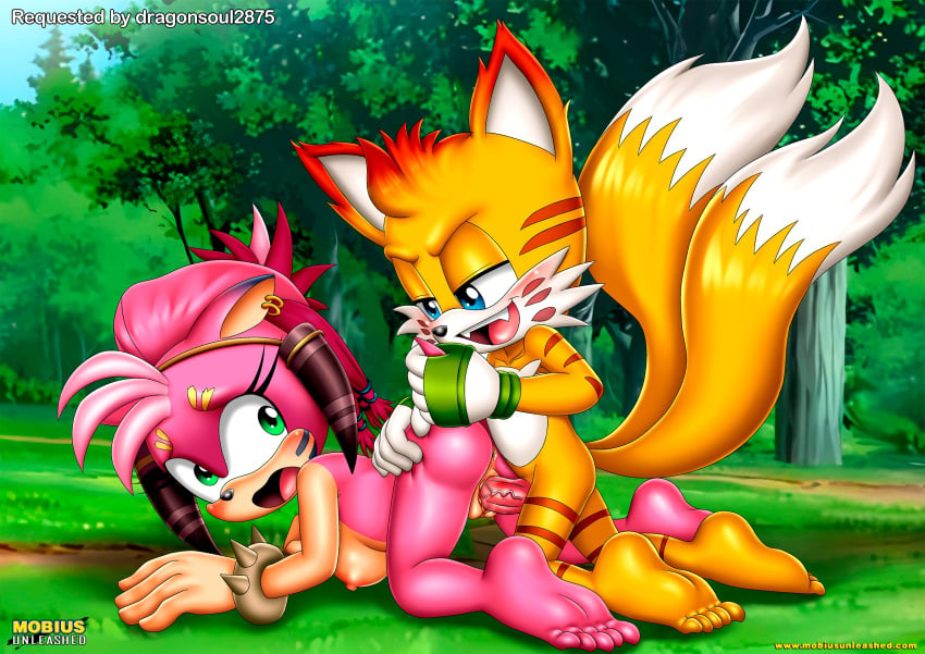 1boy 1girls anthro anus ass barefoot bbmbbf blush breasts doggy_style fangs feet female male male/female mangey_(sonic_prime) mobian_(species) mobius_unleashed nipples nude open_mouth palcomix penis pussy sega sex sonic_(series) sonic_prime sonic_the_hedgehog_(series) tail_grab teeth thorn_rose vaginal_penetration vaginal_sex