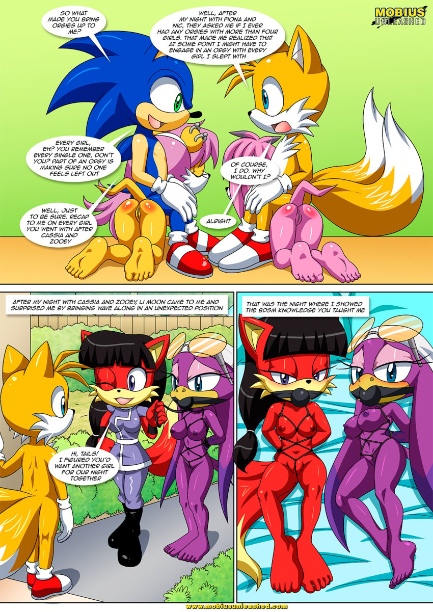 anthro ass ball_gag barefoot bbmbbf blush bondage breasts comic dialogue feet female humanoid_feet julie-su li_moon male mina_mongoose mobius_unleashed nude palcomix pussy sega sonic's_guide_to_spanking_2_(comic) sonic_(series) sonic_the_hedgehog sonic_the_hedgehog_(series) speech_bubble tails tails_the_fox wave_the_swallow