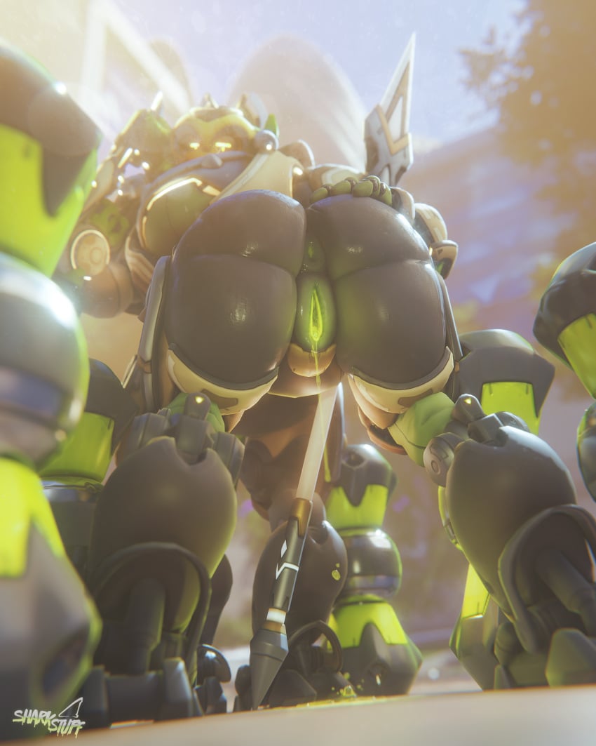 3d absurd_res anus ass big_butt blender_(artwork) blender_eevee blizzard_entertainment bodily_fluids cum digital_media_(artwork) drooling_slime female genital_fluids genitals glowing glowing_cum glowing_genitalia hi_res huge_butt leaking_pussy_juice looking_at_viewer machine omnic orisa_(overwatch) overwatch plump_labia puffy_anus pussy rear_view robot sharkstuff solo taur unusual_bodily_fluids unusual_cum unusual_genital_fluids vaginal_fluids