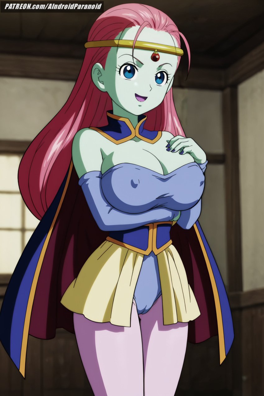 ai_generated aindroidparanoid alien alien_girl ass big_ass big_breasts big_butt blue_eyes busty caway curvy cute dragon_ball dragon_ball_super fat_ass female female_only green_skin hips huge_ass huge_breasts large_ass large_breasts legs long_hair narrow_waist pink_hair slim_waist stable_diffusion thick_ass thick_thighs voluptuous waist wide_hips