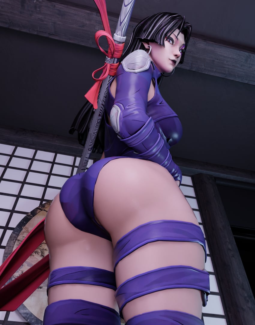 1female 1girls 3d ass athletic_female big_ass big_breasts blender_(software) breasts highres marvel marvel_rivals psylocke psylocke_(marvel_rivals) vengeance_psylocke zen_art