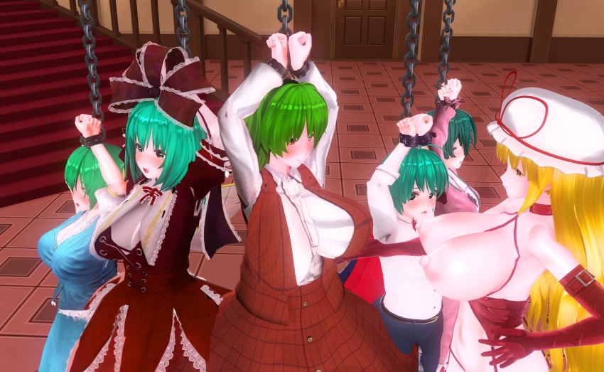 bondage captured chinkaigyogyo daiyousei green_hair kagiyama_hina kazami_yuuka restrained touhou wriggle_nightbug yuka_kazami yukari_yakumo yuuka_kazami