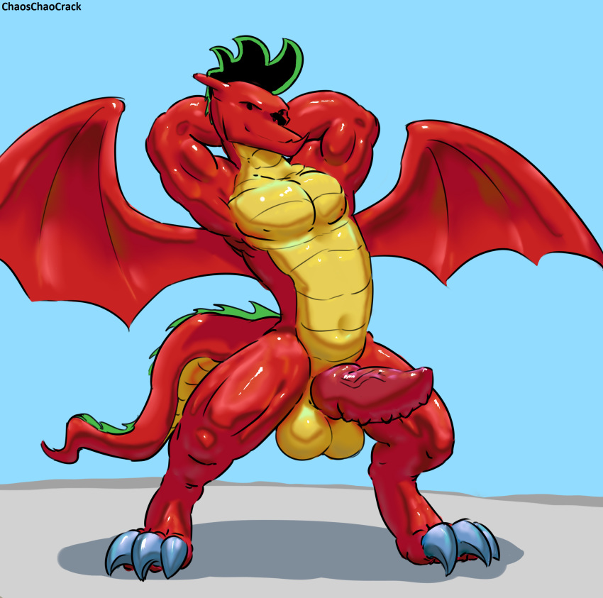 american_dragon:_jake_long balls chaoschaocrack disney dragon erection jake_long male male_only penis scalie shiny solo wings