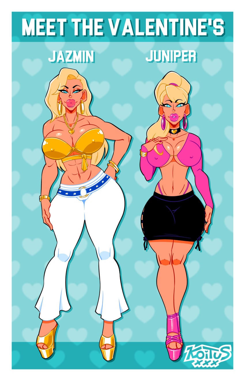 big_breasts big_lips bimbo bimbo_body bimbo_lips bimbo_milf blonde_female blonde_hair blue_eyes breasts daughter female female_only heels high_heels koituskazam milf mother mother_and_daughter oc original_character original_characters platform_heels tan_skin teenage_girl teenager thick_lips