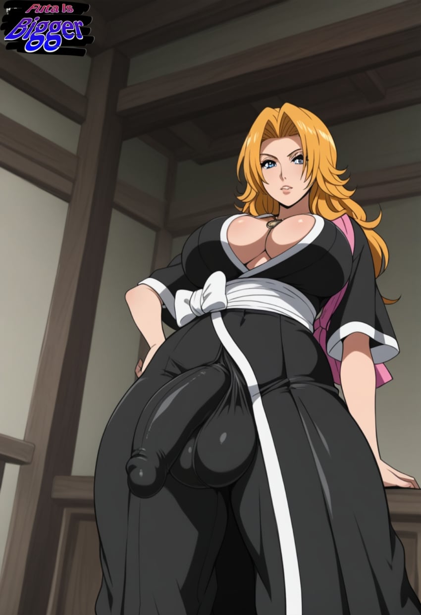 1futa ai_generated big_balls big_breasts big_penis bleach bulge_through_clothing flaccid flaccid_penis futa_only futanari matsumoto_rangiku penis_bulge