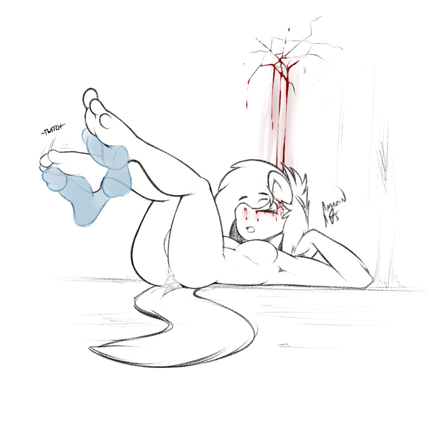 3_toes against_wall amazin-arts anthro blood blood_drip cocaine corpse death disembodied_hand drugs equine feet female fight forced horse humanoid_feet killing mammal my_little_pony nosebleed simple_background toes white_background