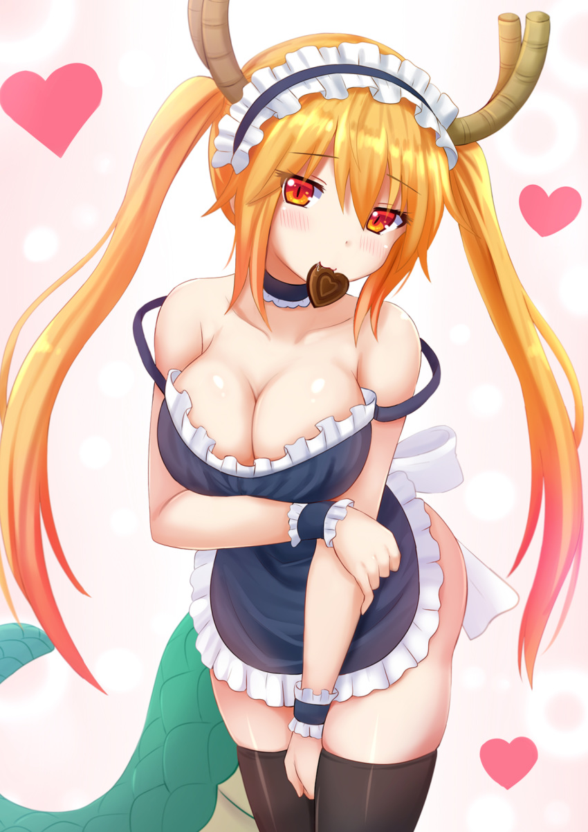 1girls breasts chocolate dragon dragon_girl eating female female_only kazenokaze lizard_tail long_twintails looking_at_viewer miss_kobayashi's_dragon_maid orange_eyes orange_hair scales tagme tail tohru_(dragon_maid)