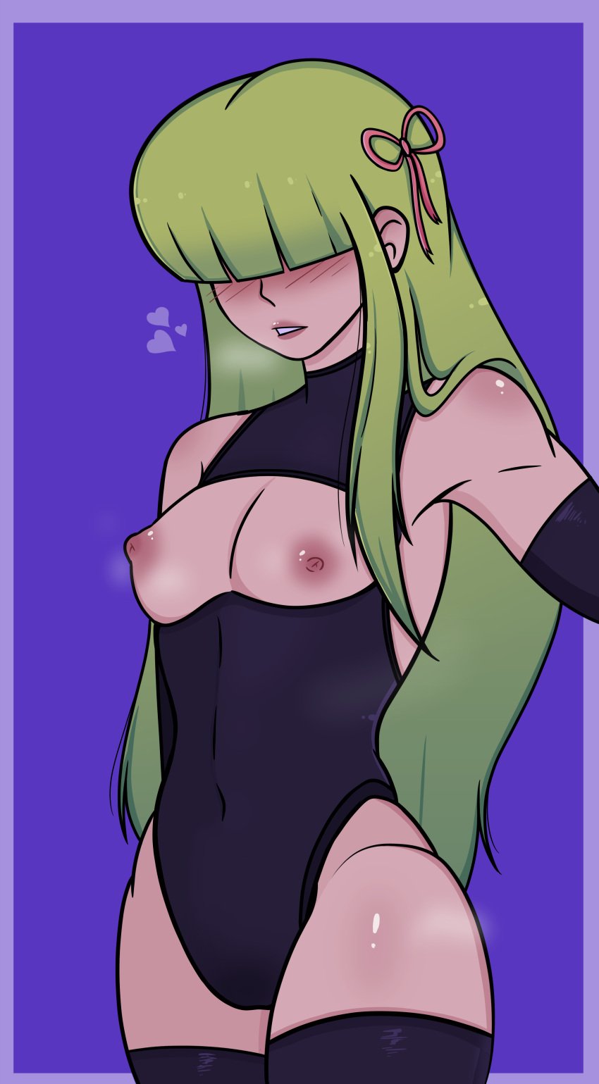 artist_request cami_(fnafhs) fnafhs fnafhsrule34 green_hair nipples pink_nipples red_eyes small_breasts tre6s_art(artist)