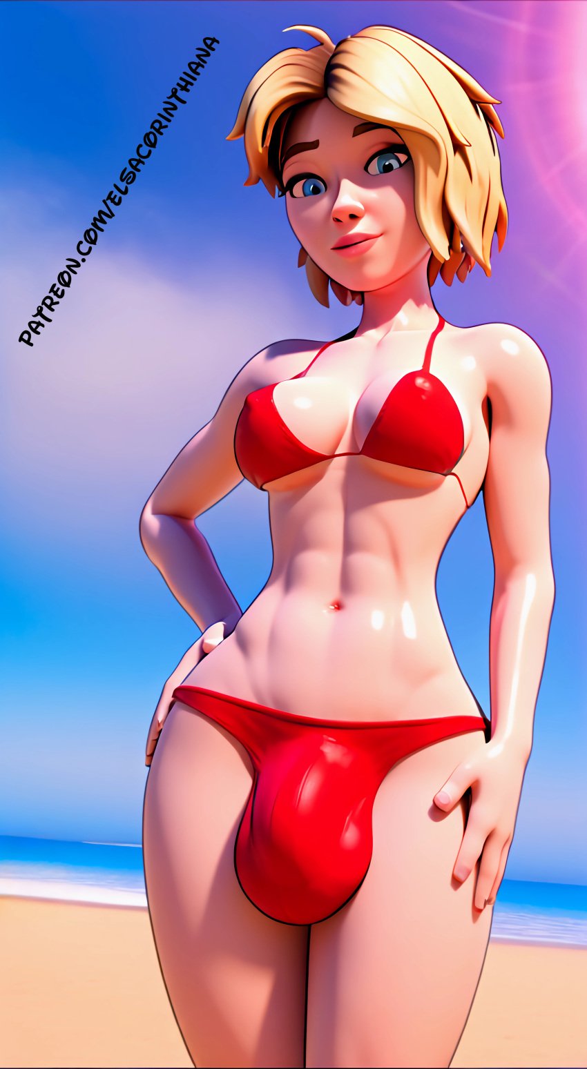 1futa ai ai_art ai_generated beach big_breasts big_penis blonde_hair blonde_hair blue_eyes blue_sky blue_sky_background breasts bulge bulge_penis cartoon coconut elsacorinthiana futa_only futanari futanari_only gwen_stacy gwen_stacy_(spider-verse) high_quality horny huge_cock marvel marvel_cinematic_universe marvel_comics nature navel nude_female nudist nudity outdoor_nudity patreon patreon_link patreon_url penis_under_bikini posing red_bikini semi-naked semi_naked semi_nude skinny skinny_girl spider-gwen spider-man_(series) standing sunny thin thin_body thin_futanari veiny_penis white_skin white_skinned_futanari