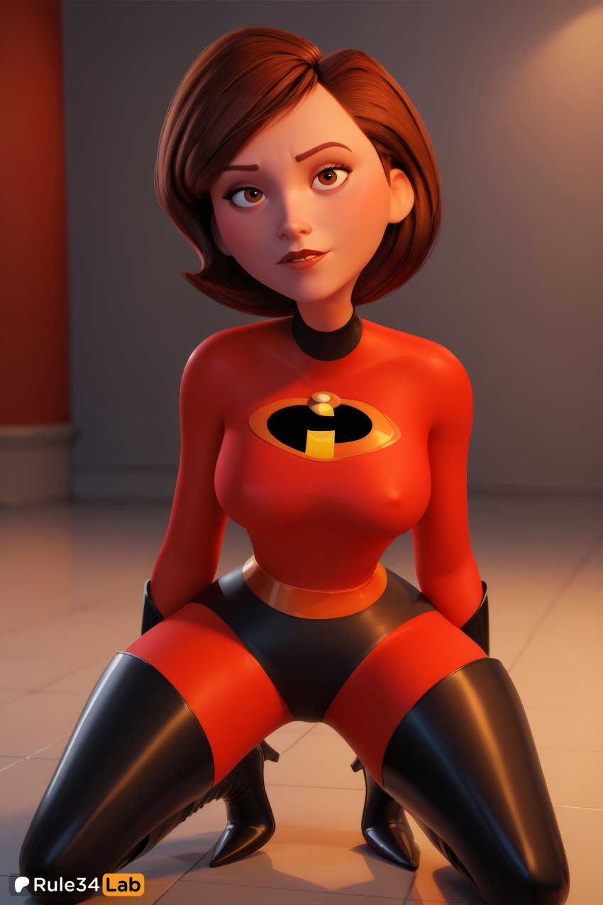 1girls ai_generated artist_name black_footwear black_gloves bodysuit boots breasts brown_eyes brown_hair covered_nipples disney elastigirl full_body gloves helen_parr hi_res high_heel_boots high_heels latex latex_gloves lips looking_at_viewer medium_breasts parted_lips pixar red_bodysuit rule34lab short_hair skin_tight solo superhero superheroine the_incredibles the_incredibles_2 thigh_boots thighhighs